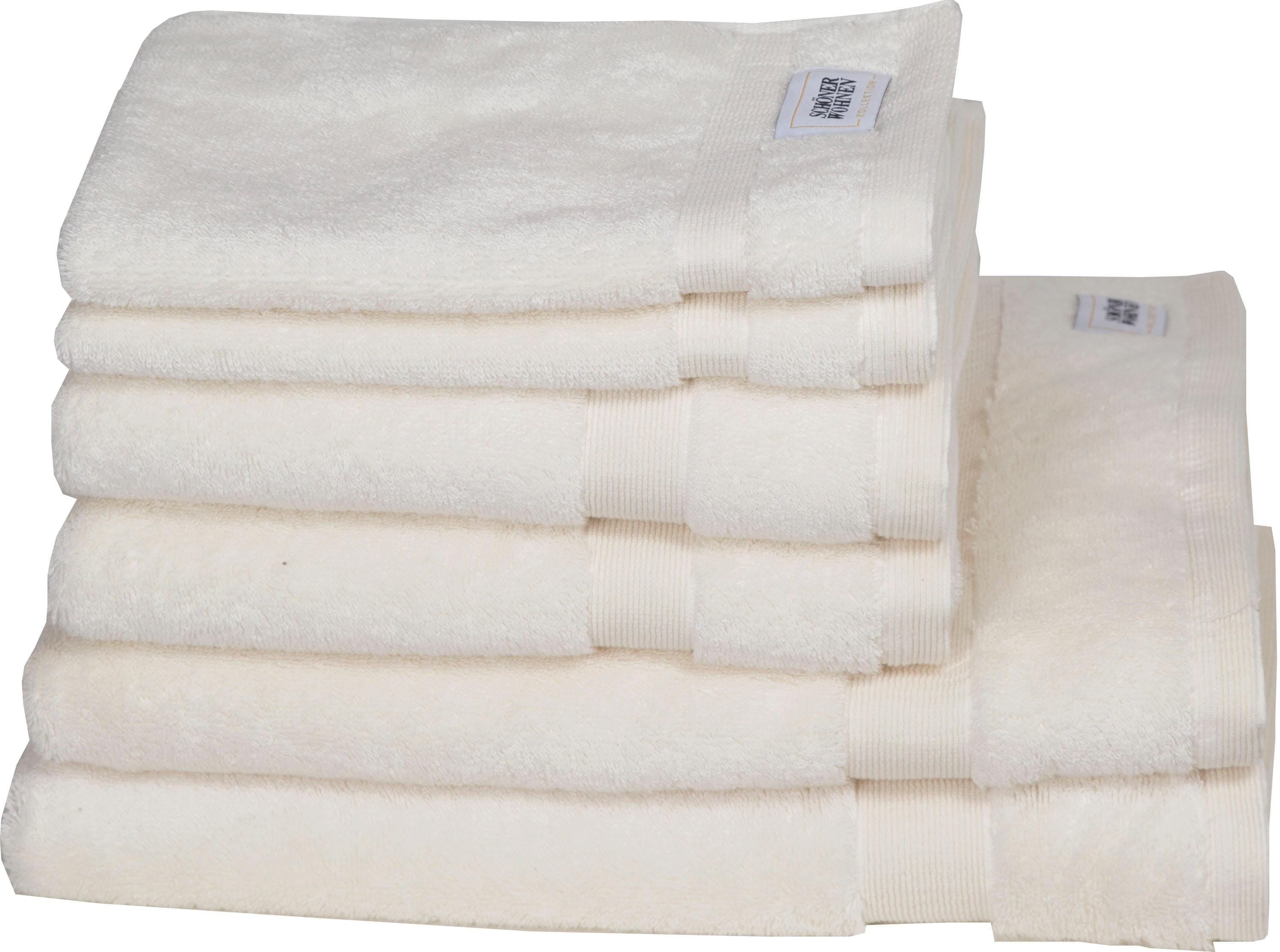Handtuch Set "Cuddly", weiss (weiß), 6 Stk., Frotteevelours, Frotteevelours, Obermaterial: 100% Baumwolle, SCHÖNER WOHNEN-KOLLEKTION, Handtücher, Handtuch Set, schnell trocknende Airtouch-Qualität weiß 6 Stk., Frotteevelours