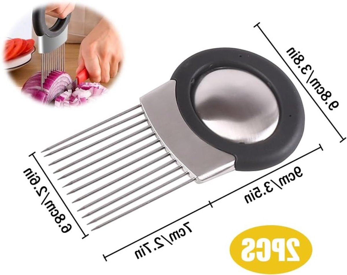 Onion Cutter Set met 2 Uienhouders en RVS Uienmes - Perfect voor Uien en Tomaten Snijden