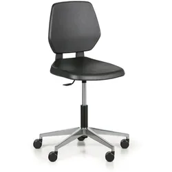 Arbeitsstuhl ALOY PU, niedrig, auf Rollen, schwarz
