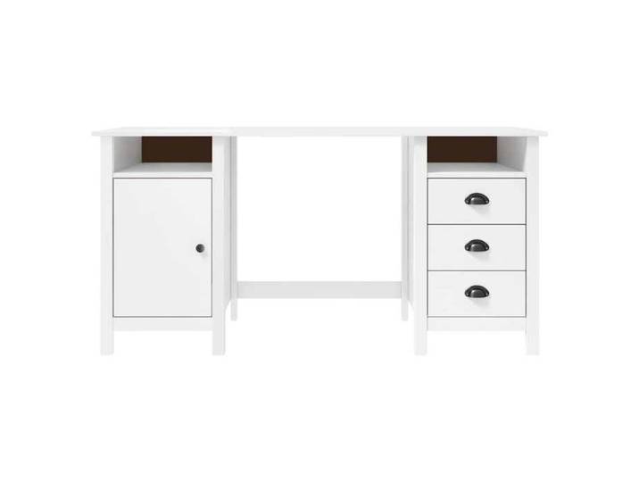 (xeh59d）Blanc Bureau Hill Blanc 150 x 50 x 74 cm Bois de pin solide - Fourniture de bureau - Design Moderne