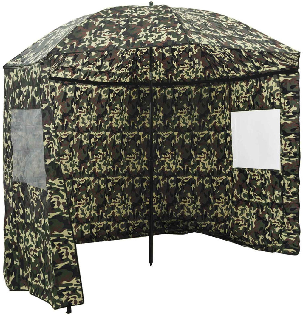 vidaXL Fishing Umbrella Brolly Shelter Tent Brolly Protection Fishing Shelter Camouflage
