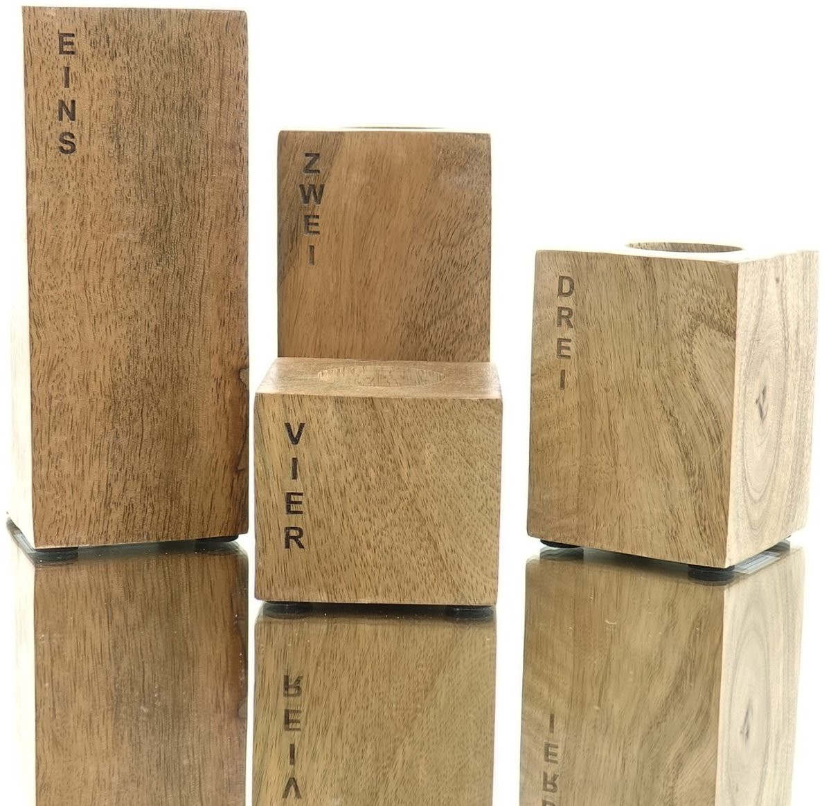 Riffelmacher & Weinberger Kerstdecoratie 4 Adventskaarshouders voor Tealights - Naturel Hout