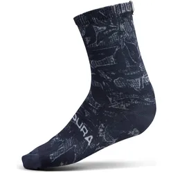 Endura, Herren, Sportsocken, Grid Floral Ltd Print Sock Bk (S), Schwarz