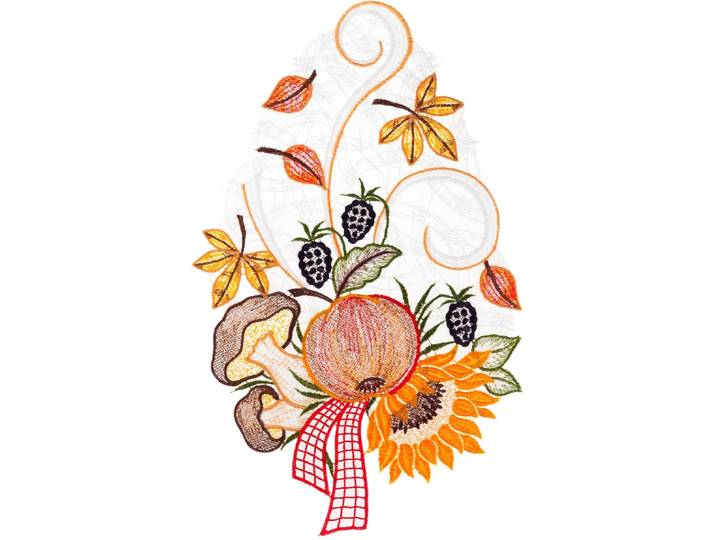 Fensterbild Fensterbild Herbstblumen farbig , bunt, B:21cm H:34cm, Polyester, W. REUTER & SOHN - PLAUENER SPITZE, Fensterbilder, Fensterbild