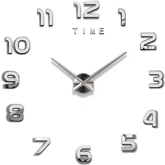Inspire Picks Modern 3D DIY Wall Clock Large Acrylic Mirror Decorative Quartz Clock 023 Silver 3d Diameter 60 90cm