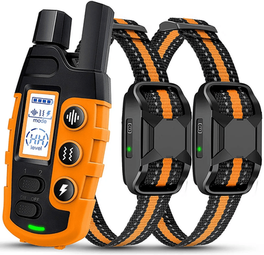 Inspire Essentials 1000M Waterproof Training Collar For 2 Dogs With Shock Vibration And Beep Modes orange
