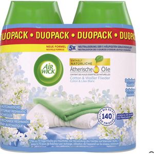 Airwick Raumduft Freshmatic Max, Duo, 2x 250 ml, Nachfüller, Doppelpack, Cotton & Weißer Flieder