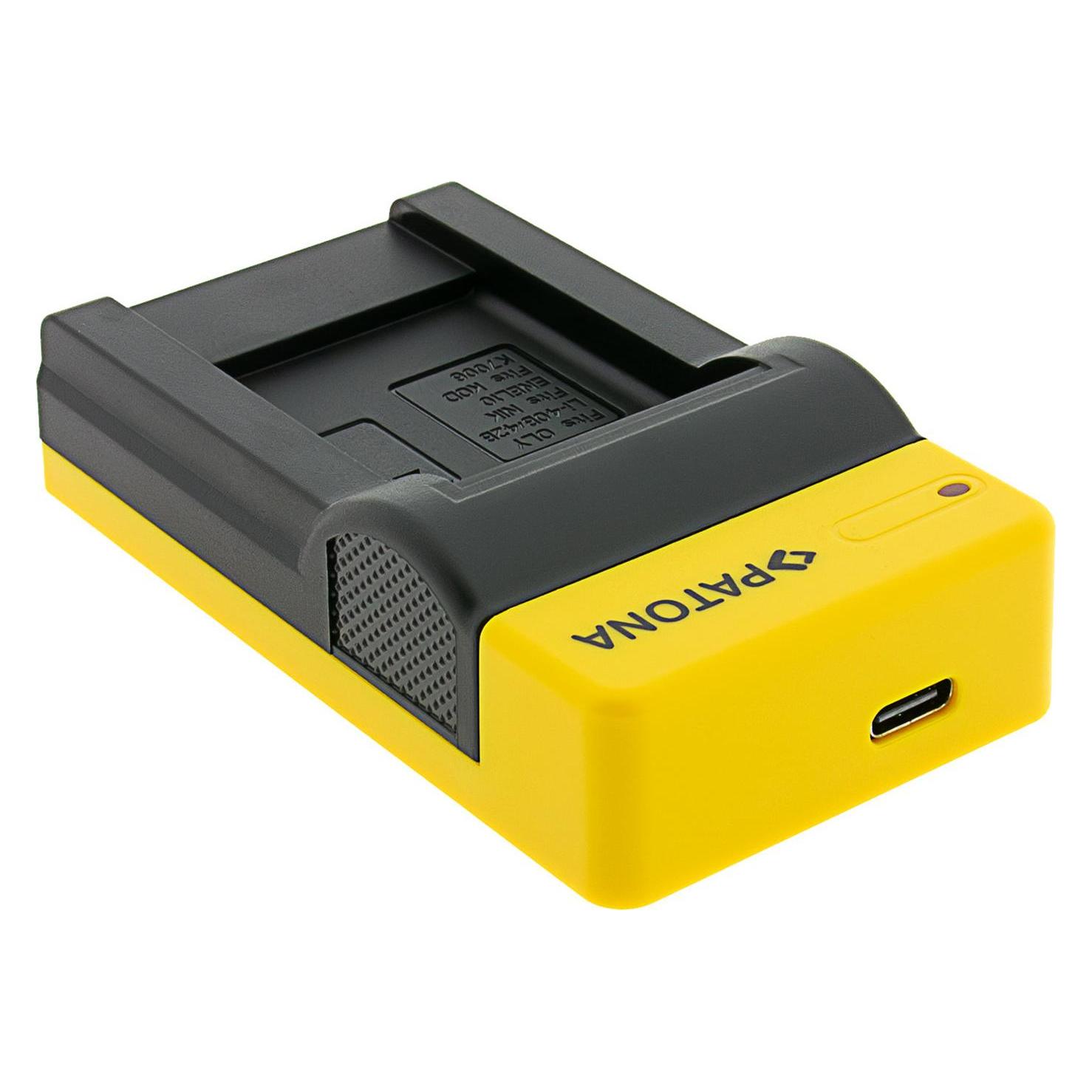 Patona Slim USB Ladegerät mit USB-C Input für Olympus Li-40B Li-42B Nikon EN-EL10 (Kamera Akku Ladegerät) (151530)