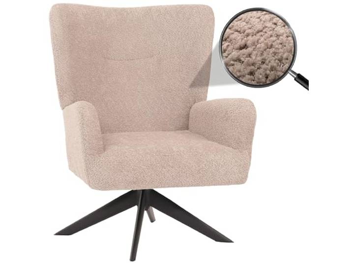 Mendler Lounge-Sessel HWC-N65 Stoff/Textil Chenille Metall - Taupe