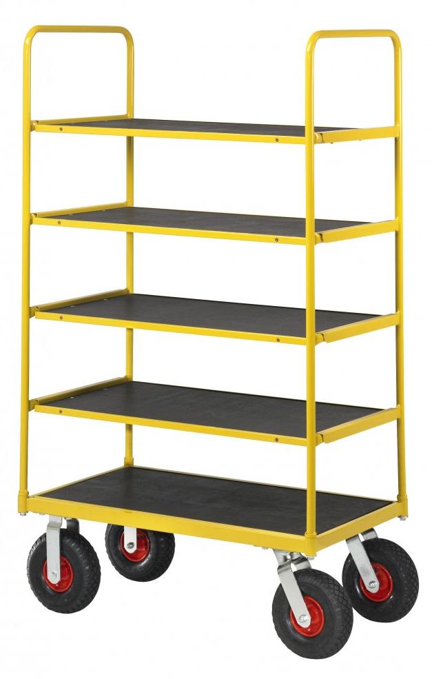 RAVENDO TW 1000L 5S Plattformwagen Etagenwagen 0,6x1,0m PolyurethanRad 5 Regale