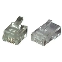 DNTE Westernstecker ungeschirmt RJ11 6/4 für Flachbandkabel PK=100Stck
