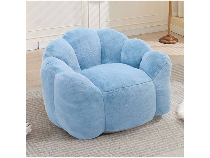 VUENOR chauffeuse compacte forme lotus bleu – tissu peluche 1 place sans montage facile a deplacer