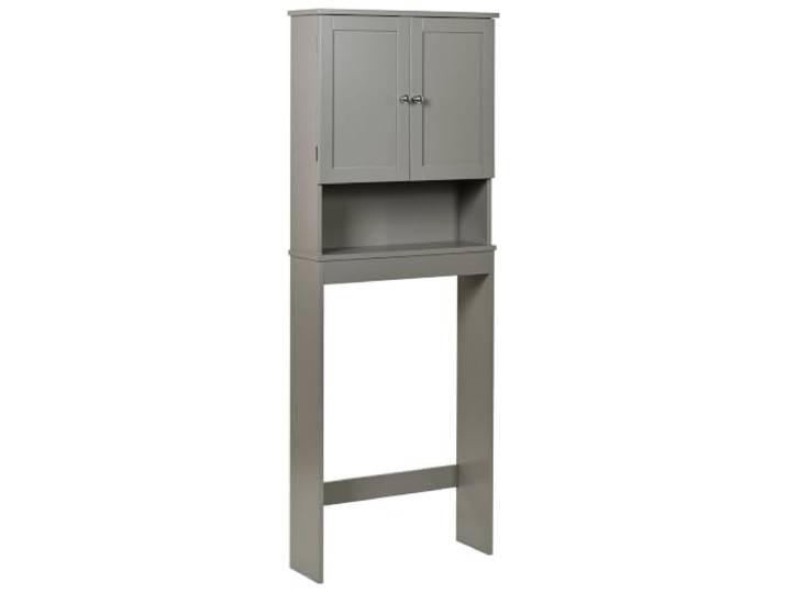 Beliani Badezimmerschrank Grau Gefärbt Waschmaschinenumbauschrank Schmal Holzwerkstoff, Klassisch, 60 x 19 x 160 cm