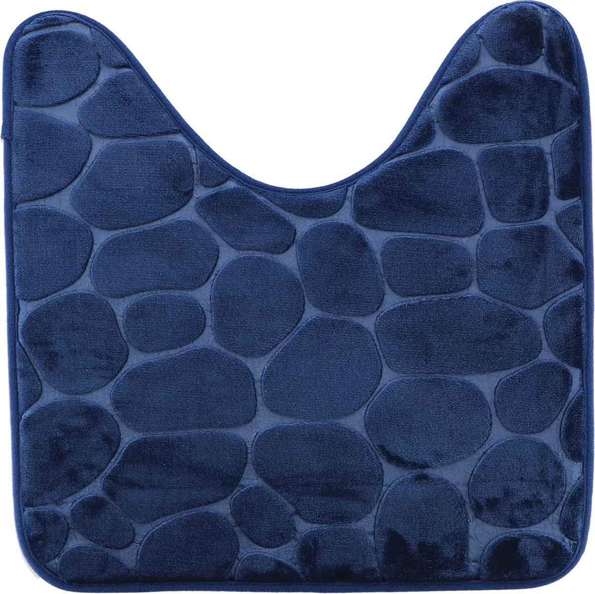 Tendance Pebble toiletmat van microfiber en memory foam - Donkerblauw - 45 x 50 cm
