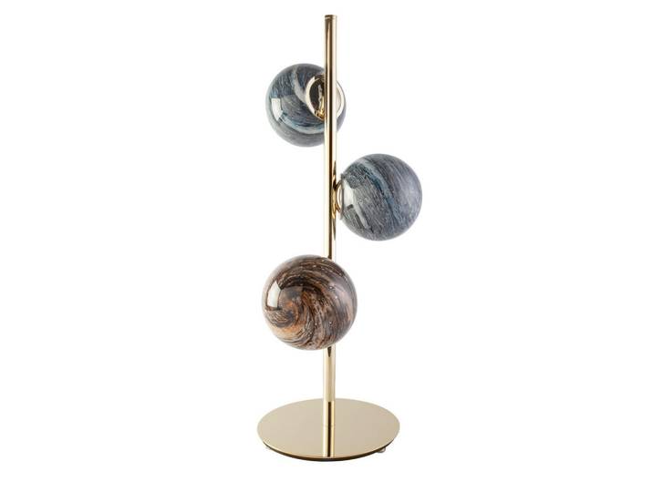 Angel Cerda Tischleuchte Angel Cerdá 8065, goldfarben verchromter Stahl und getöntes Glas, Braun, Metall, Glas, Essen/Getränk, Freiform, G9, 28x63x28 cm, Lampen & Leuchten, LED Beleuchtung, LED-Tischleuchten