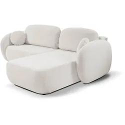 ECKSOFA AMICO R-S Weiß Geflochtener Stoff mit Schlaffunktion