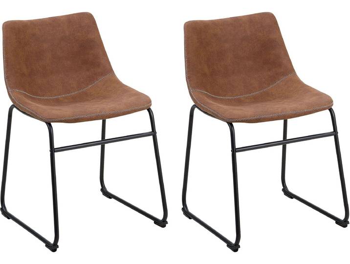 BELIANI Stuhl 2er Set Braun Polsterbezug Retro-Design