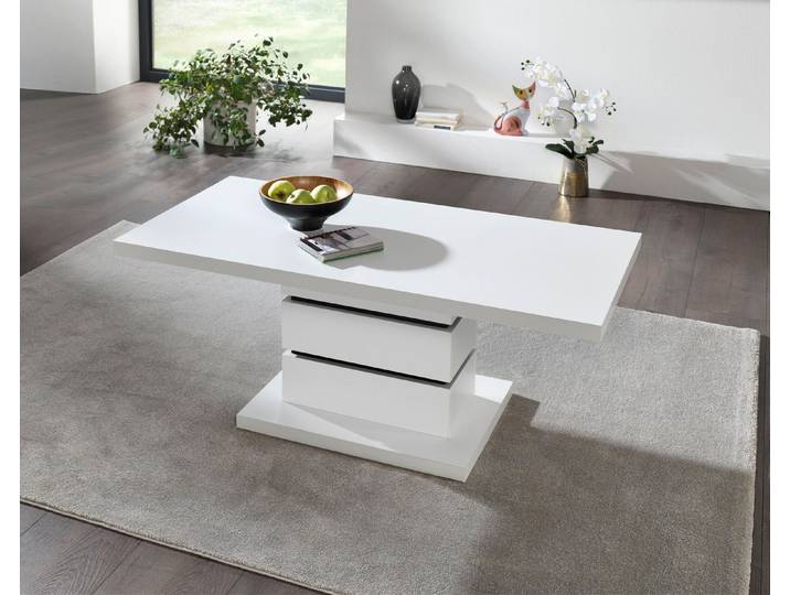 Eleganter Couchtisch mit Marmor-Optik, Weiss-Schwarz