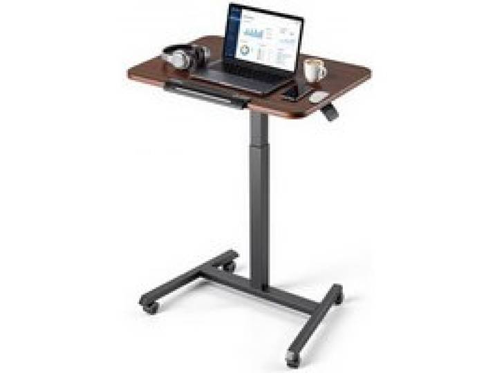 VEVOR Höhenverstellbarer Schreibtisch Computertisch 650x480x(760-1102)mm, Metallgestell, MDF-Tischplatte, 0-90° Neigbar, 15kg Belastbarkeit, Lenkrolle mit Bremsen, Steh-Sitz Tisch für Homeoffice Büro