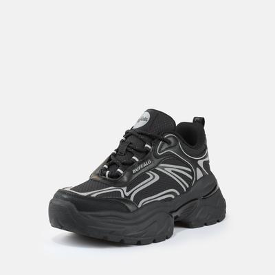 Plateausneaker BUFFALO "CLAW", Damen, Gr. 41, schwarz-weiß (schwarz), Lederimitat, Textil, Schuhe Plateausneaker, Chunky-Sneaker, Freizeitschuh in cooler Streetwear-Optik