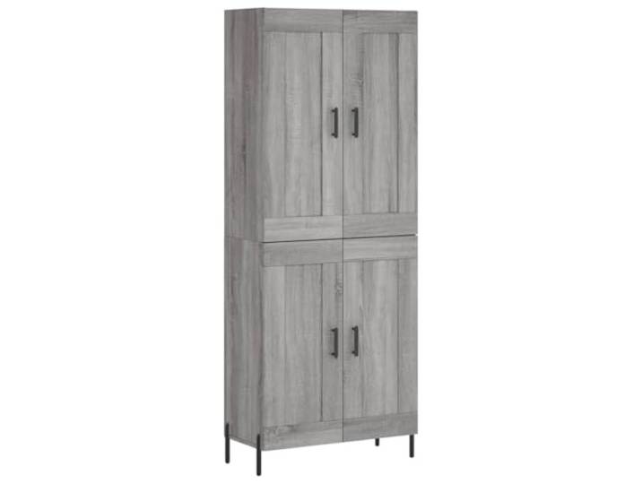 GHVBNMF Highboard Grau Sonoma 69,5x34x180 cm Holzwerkstoff Schrank Stilvoller Aufbewahrungsschrank mit robusten Eisenbeinen für Wohnzimmer und Flur. Schafft ordentlichen Stauraum im Alltag.