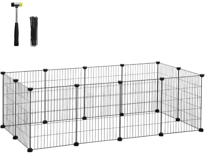 Freilauf Kleintiergehege Metallgitter Kaninchen Schwarz