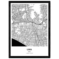 POSTER Karte Von Lima - Peru A3 Rahmenlos