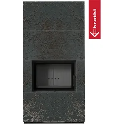 Kaminbausatz KRATKI FLOKI BOX 8 kW Ø 160 Quarzsinter OXIDE NERO schwarz Verkleidung