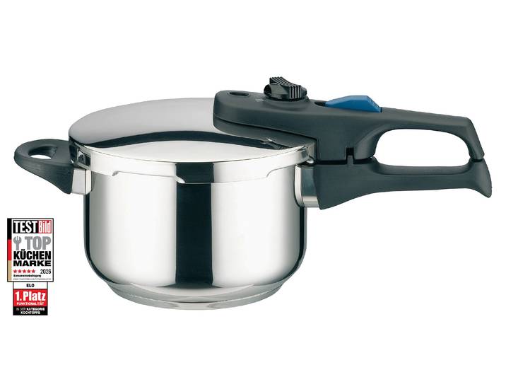 Schnellkochtopf ELO Praktika Plus , silber (edelstahlfarben), B:21,5cm H:22cm L:38cm Ø:18cm, Töpfe, Schnellkochtopf, Überdrucksicherung im Deckelrand, Induktion, Topseller