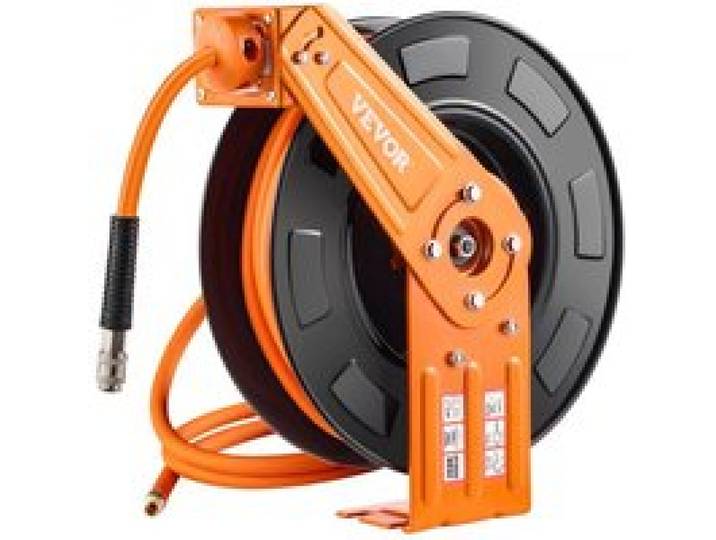 VEVOR Druckluftschlauch Schlauchtrommel, 9,52 mm x 19,81 m Hybrid-Luftschlauch, max. 300 PSI, Schlauchaufroller mit automatischem Aufrollen & Zuleitung, für Decken-/Wandmontage für Werkstatt & Garage