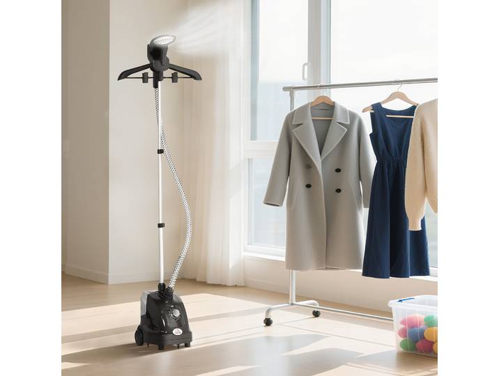 HOMCOM Défroisseur Vapeur 1,4L Tige Extensible Noir