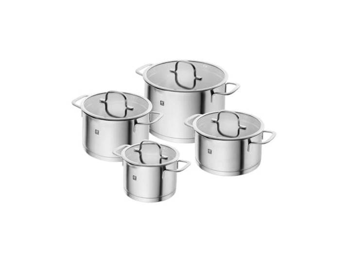 ZWILLING TrueFlow Kochtopf-Set 4-teilig mit Glas-Deckel, Induktionsgeeignet, Unbeschichtet, Edelstahl, Mattiert, Silber