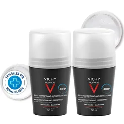 Vichy Homme Deo für empfindliche Haut, Langzeit Roll-on - Doppelpack 2X50 ml