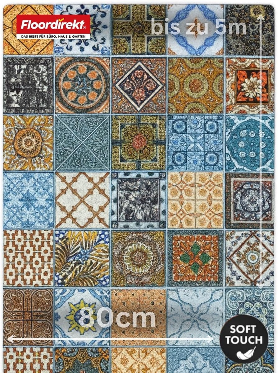 Tapijtloper Bonita - Moderne patchwork loper met vintage look - Wit - 80 x 400 cm