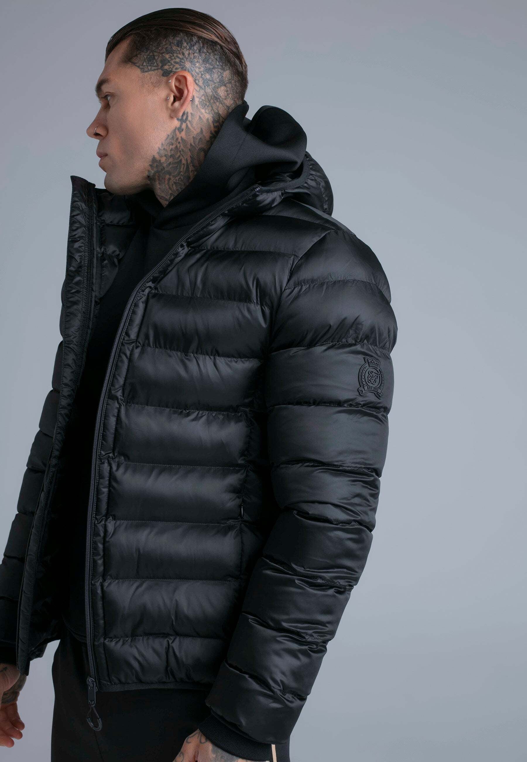 Steppjacke SIKSILK "Siksilk Steppjacke Bubble", Herren, Gr. XXL, schwarz, Jacken Steppjacke schwarz XXL