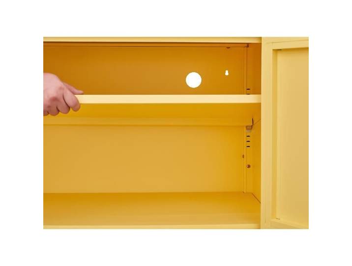 Armoire de rangement en métal jaune – étagères réglables – passe-câbles arrière