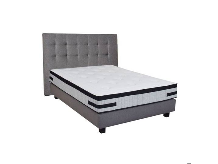 Ensemble matelas 140x190 + sommier + tête de lit gris CONFORTLUXE