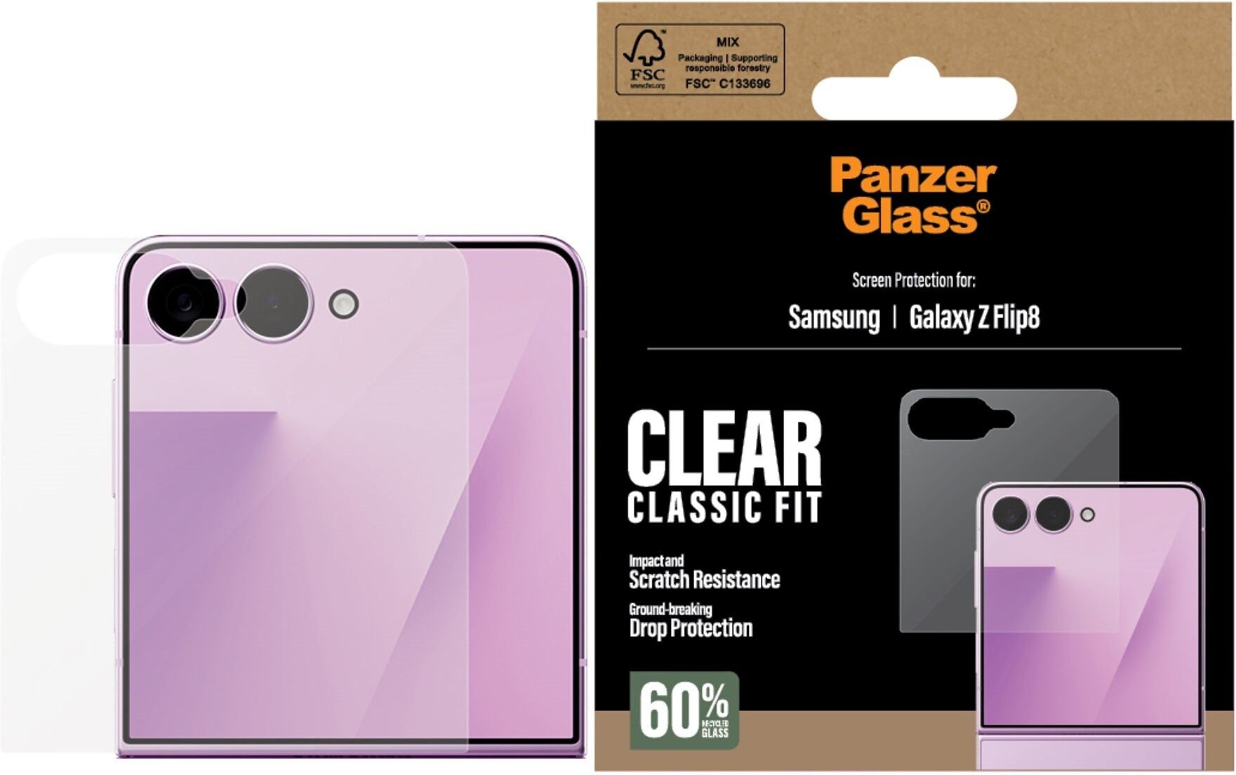 PanzerGlass® Samsung Galaxy Z Flip8 Skærmbeskyttelsesglas - Gennemsigtigt