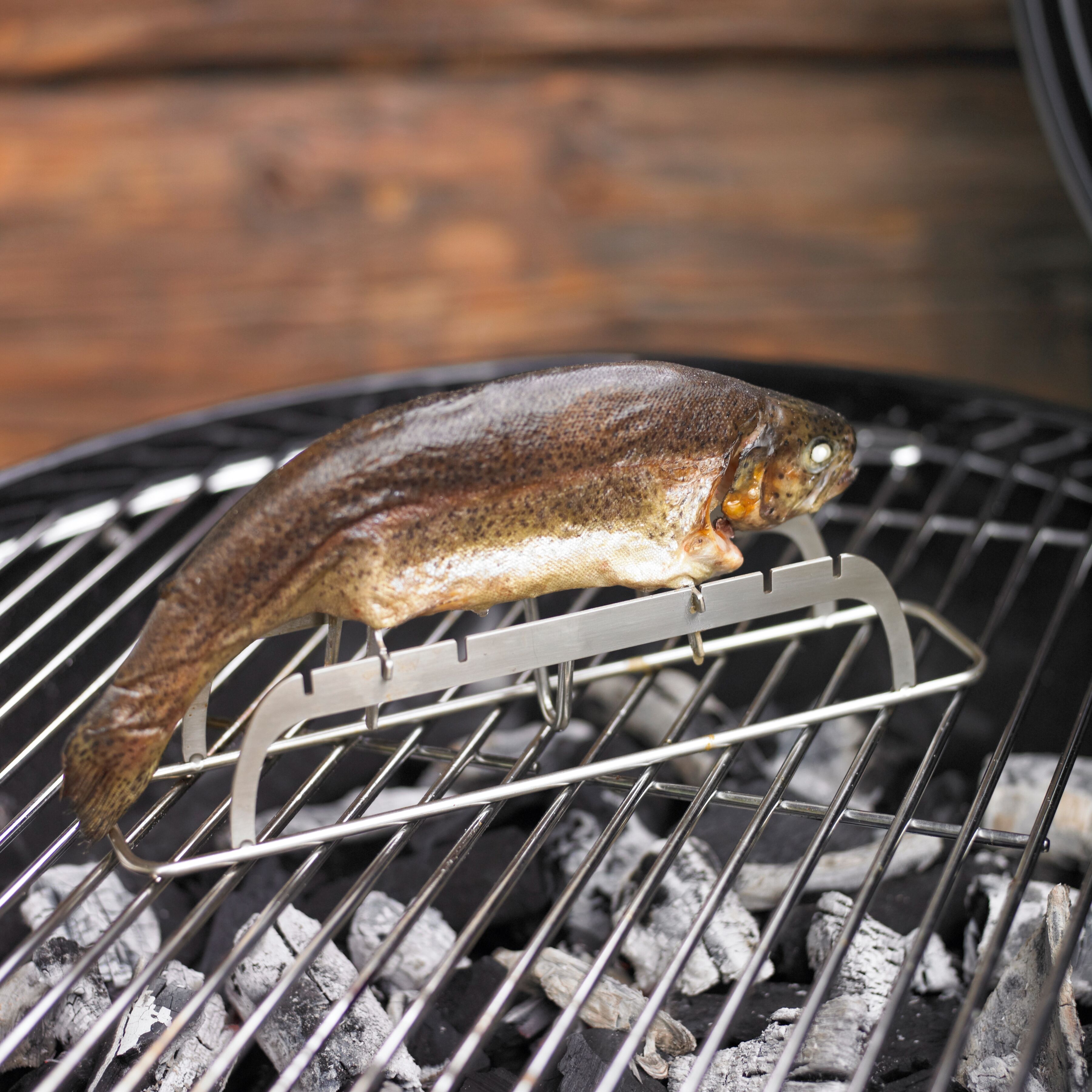 Grillrost RÖSLE "25071", silber (silberfarben), B:6,5cm L:30cm, Edelstahl, Grillroste, Grillrost, Aufsatz zur Zubereitung von Fisch, Größe einstellbar, Edelstahl 18/10