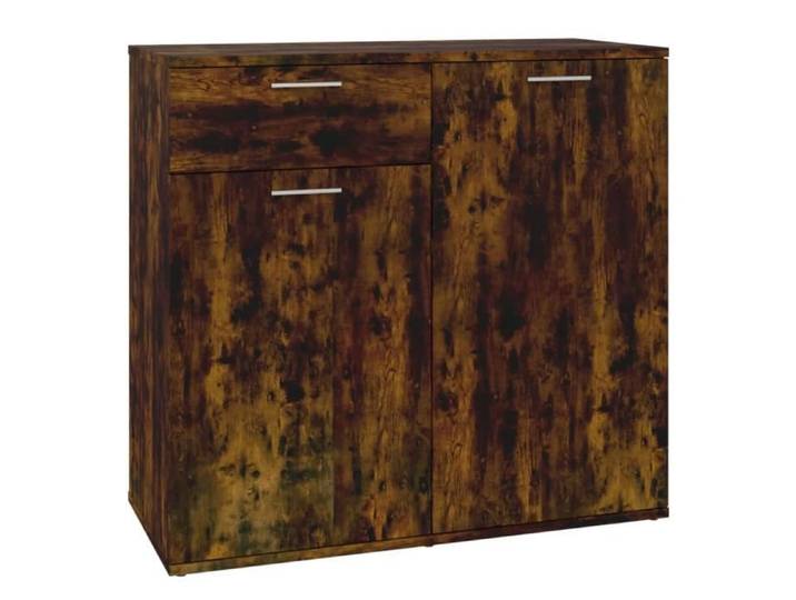 Buffet haut - Chêne fumé - 80x36x75 cm - Bois d'ingénierie - 2 portes - Style contemporain