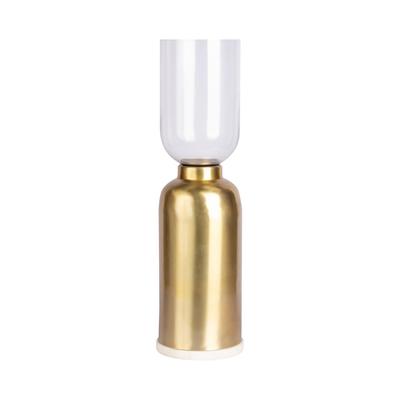 Kerzenhalter KAYOOM "Bodenkerzenhalter Shyam 125", gold, B:19cm, Metall, Kerzenhalter, Kerzenhalter, Bodenkerzenhalter aus Metall, Marmor-Sockel, Windlicht aus Glas