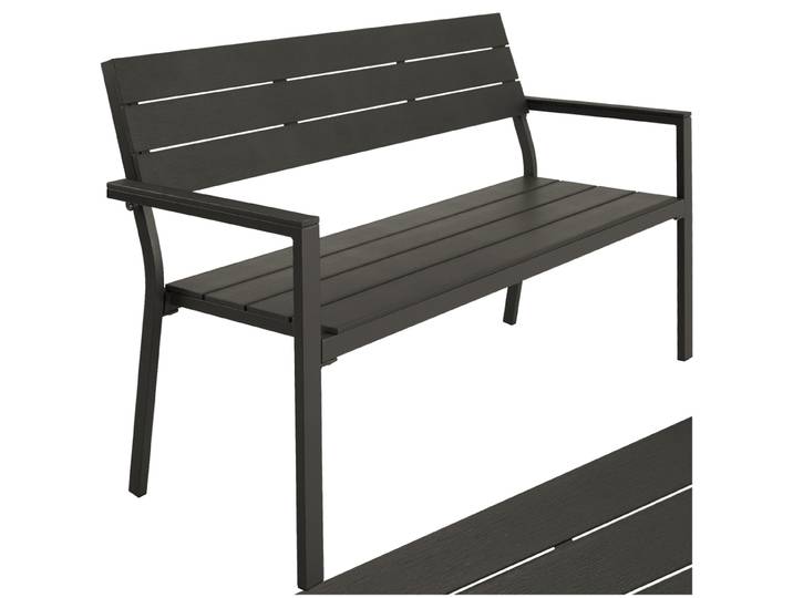 Gartenbank Line 2-Sitzer mit Aluminiumrahmen 128x59x88cm - dunkelgrau