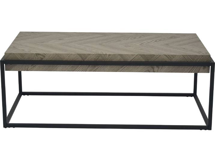 Couchtisch HELA CARLOS , grau (fischgrät, hellgrau, matt schwarz, fischgrät, hellgrau), B:114cm H:42cm T:64cm, Tische, Couchtisch, Tischplatte 100 mm stark