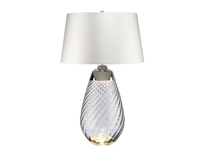 Elstead Lena Tischleuchte E27 74cm Rauchgetöntes Glas, Off-White Farbton Grauweiß