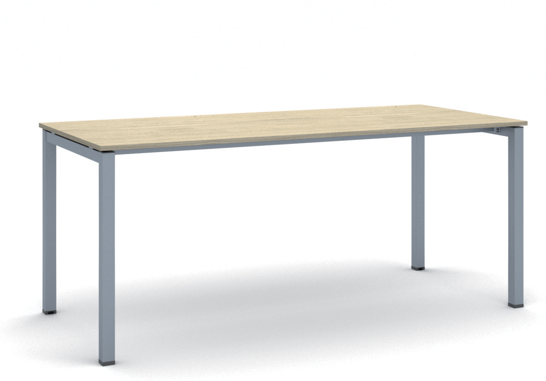 B2B Partner Bürotisch PRIMO SQUARE 180x80 cm, silbergraues Metallgestell, Eiche natur