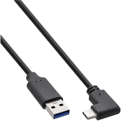 INLINE USB 3,2 Kabel, USB-C Stecker gewinkelt an A Stecker, schwarz, 0,3m