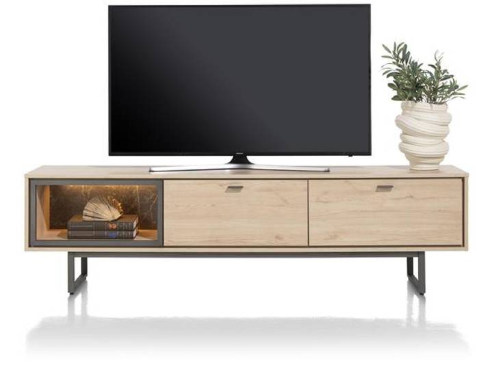 XOOON Helsinki Lowboard + LED 2 Schubladen Holzwerkstoff/Metall