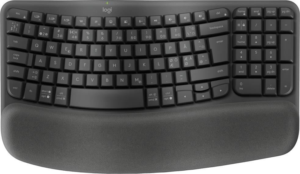 Logitech Wave Keys draadloos Bluetooth LE toetsenbord met polssteun, QWERTY, grafietkleur