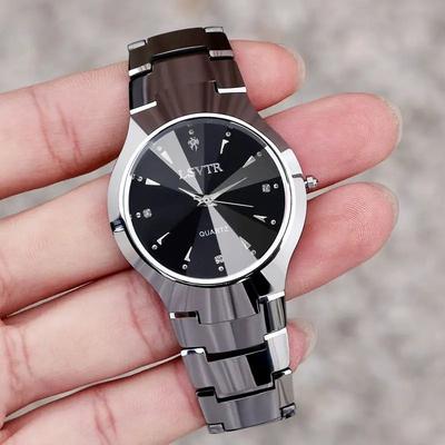 Uplift Essentials Stainless Steel Business Watch Luxury Waterproof Quartz Timepiece With Calendar For Men, Women, And Couples men silver Black