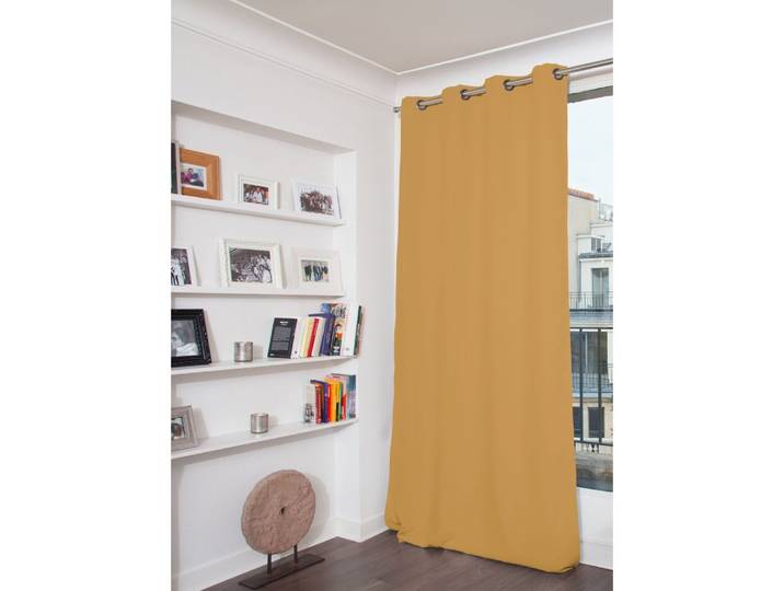 Rideau occultant total velours oeillets jaune mc215 135lx260h